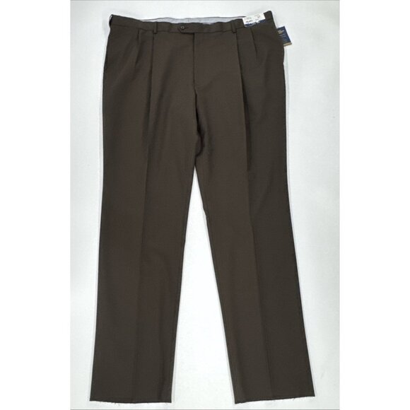 Hart Schaffner Marx Pants Men 46 Wool Slacks Brown Expander Chicago Unhemmed NEW - Picture 1 of 8